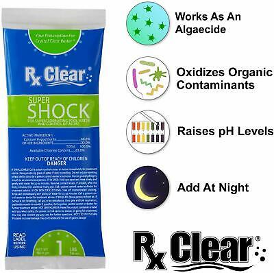 Rx Clear 68% Calcium Hypochlorite Super Chlorine Pool Shock 24 X 1 Lb Bags