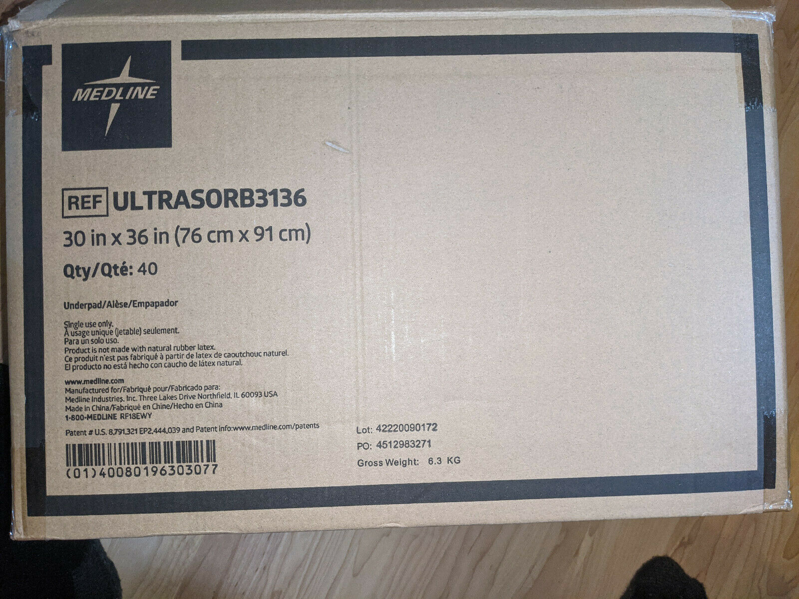 Medline Ultrasorb3136 Ultrasorbs Underpads, 31" X 36", 37 Ct